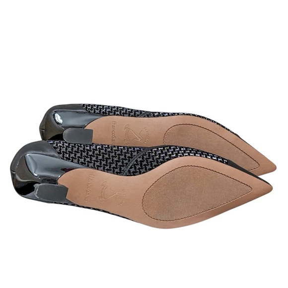 Franco Sarto Darcy Pointed Toe Kitten Heel Pumps in Black Multi Woven - Picture 9 of 11